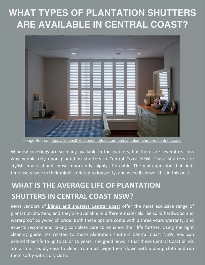 what types of plantation shutters are available