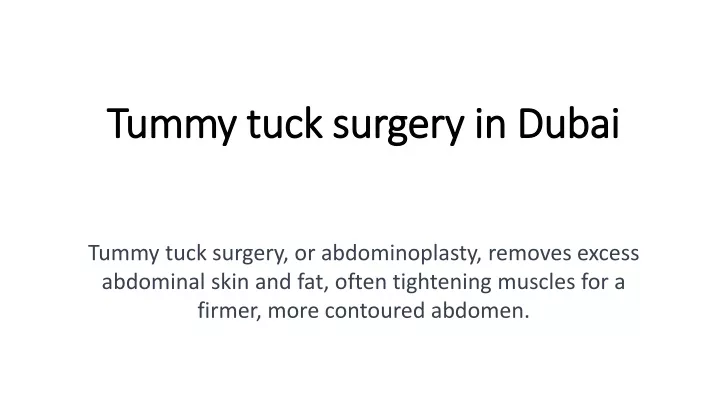 tummy tuck surgery in dubai