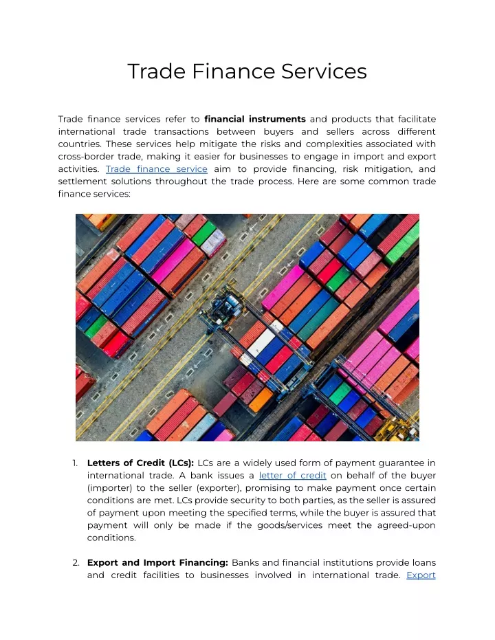 trade finance services