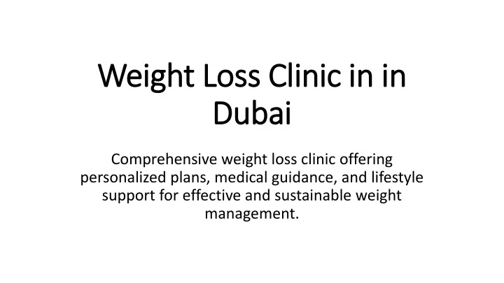 weight loss clinic in in dubai