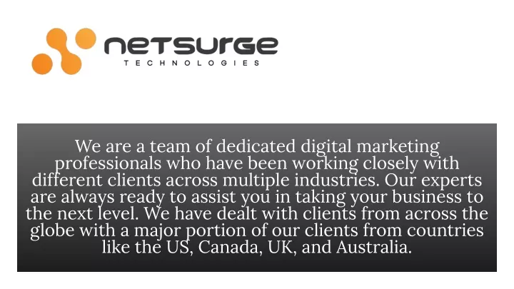 we are a team of dedicated digital marketing