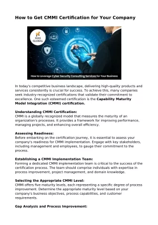 how to get cmmi certification for your company