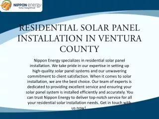 Residential Solar Panel Installation In Ventura County