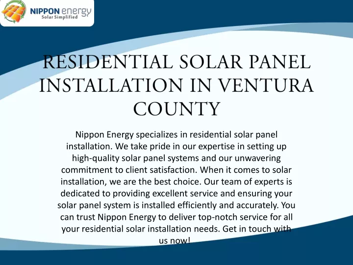 residential solar panel installation in ventura county