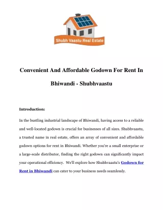 Godown for Rent in Bhiwandi  Call-9319501503