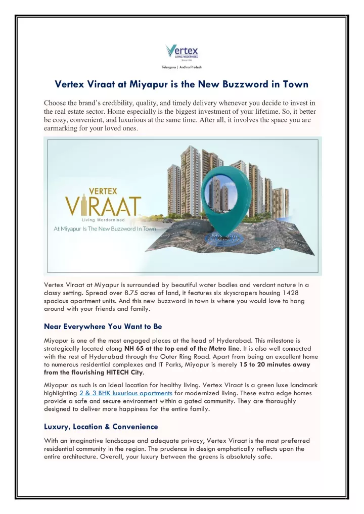 vertex viraat at miyapur is the new buzzword