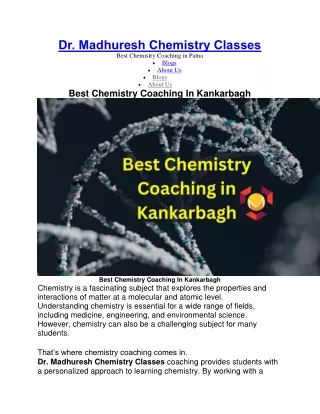 Best Chemistry Coaching In Kankarbagh