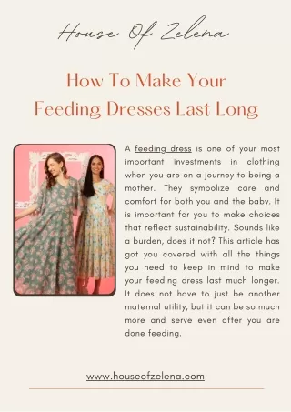 How To Make Your Feeding Dresses Last Long