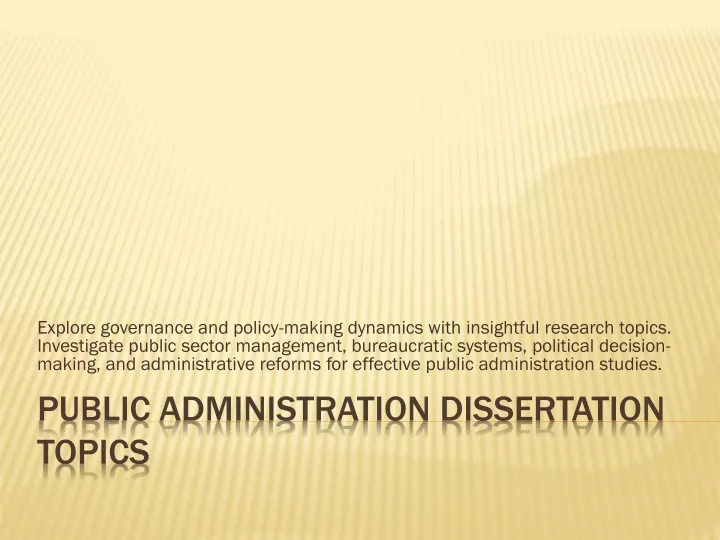 topics for dissertation in public administration