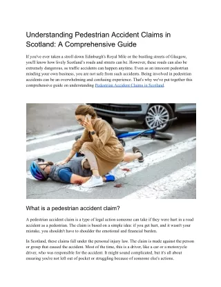 Understanding Pedestrian Accident Claims in Scotland: A Comprehensive Guide