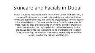 Skincare and Facials in Dubai