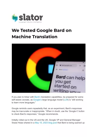 we tested google bard on machine translation