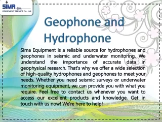 Geophone and Hydrophone