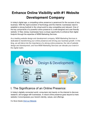 Enhance Online Visibility with #1 Website Development Company