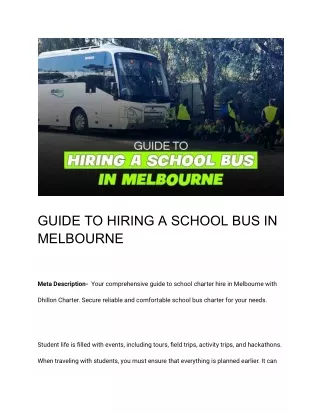 guide to hiring a school bus in melbourne
