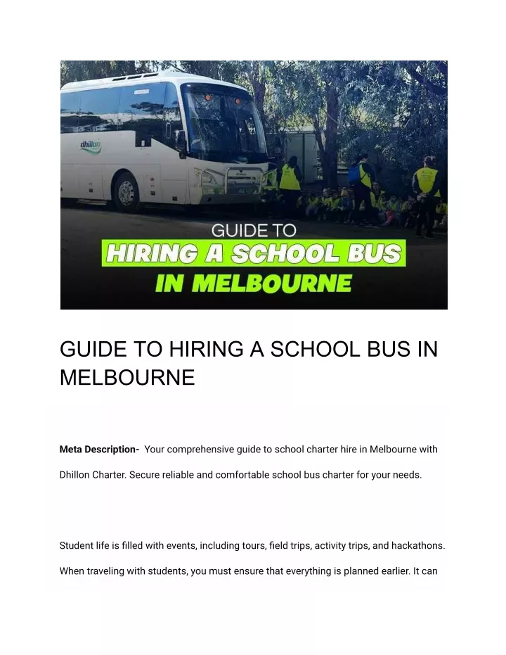 guide to hiring a school bus in melbourne