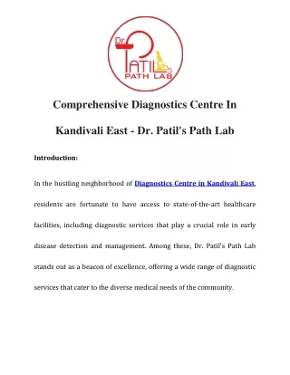 Diagnostics Centre in Kandivali East Call-8530493520