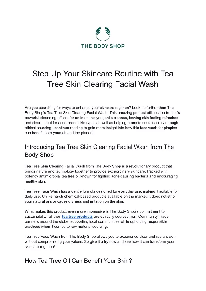 step up your skincare routine with tea tree skin