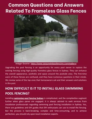 Common Questions and Answers Related To Frameless Glass Fences