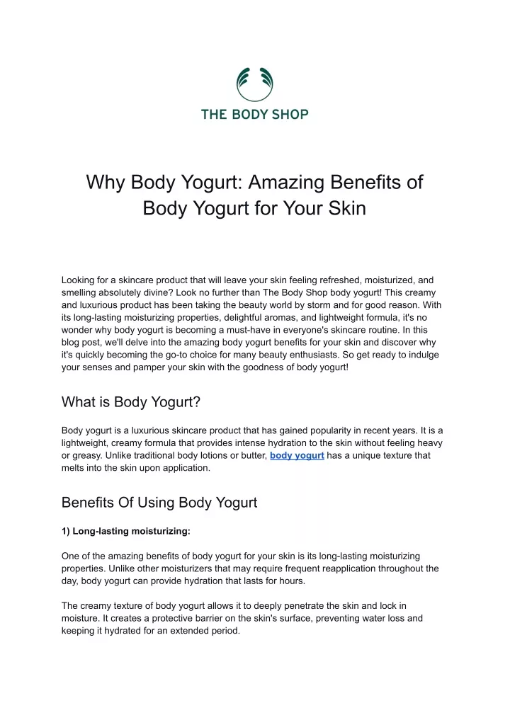 why body yogurt amazing benefits of body yogurt