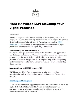 H&M Innovance LLP Elevating Your Digital Presence