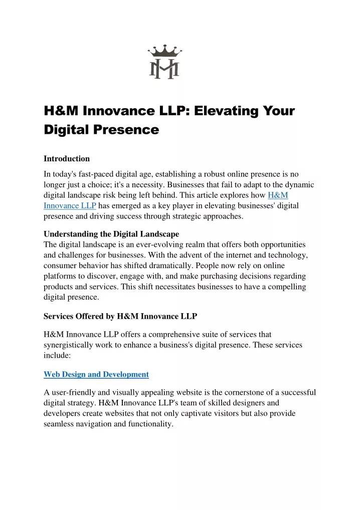 h m innovance llp elevating your digital presence