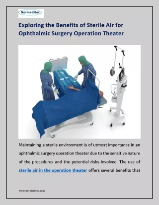 Exploring the Benefits of Sterile Air for Ophthalmic Surgery Operation Theater