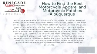 How to Find the Best Motorcycle Apparel and Motorcycle Patches Albuquerque
