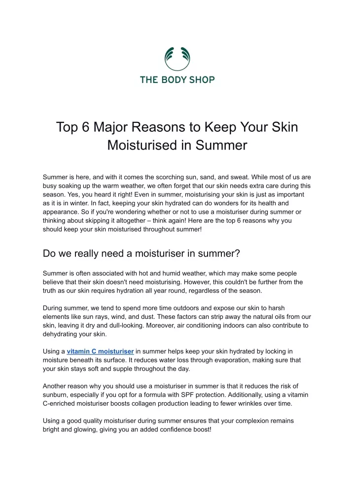 top 6 major reasons to keep your skin moisturised