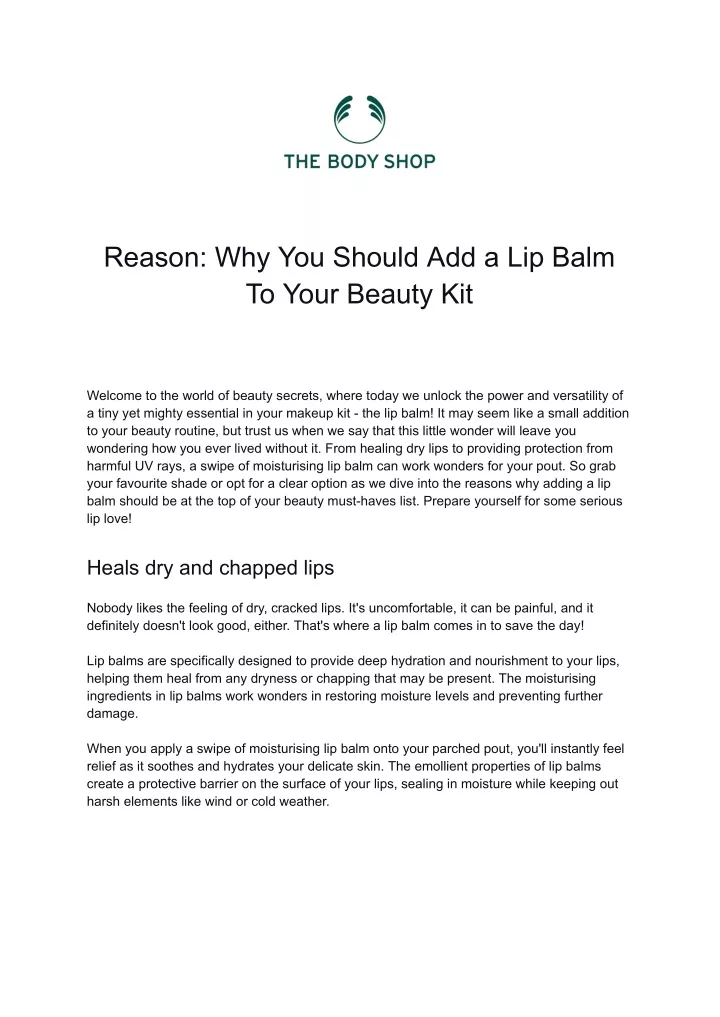 reason why you should add a lip balm to your