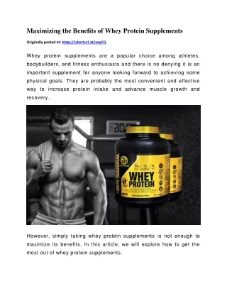 Maximizing the Benefits of Whey Protein Supplements