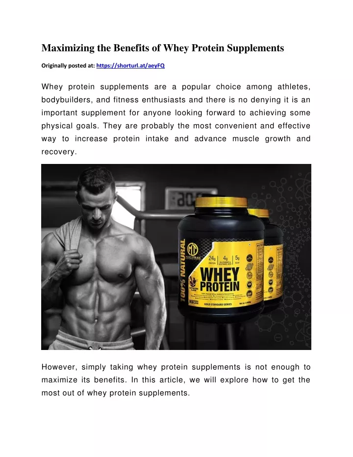 Ppt Maximizing The Benefits Of Whey Protein Supplements Powerpoint Presentation Id12444811 5843