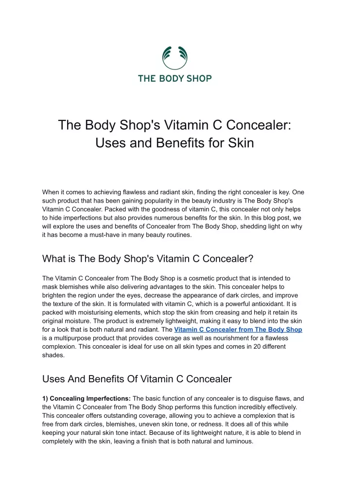 the body shop s vitamin c concealer uses