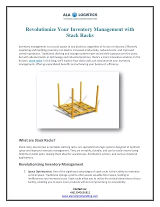 Revolutionize Your Inventory Management with Stack Racks