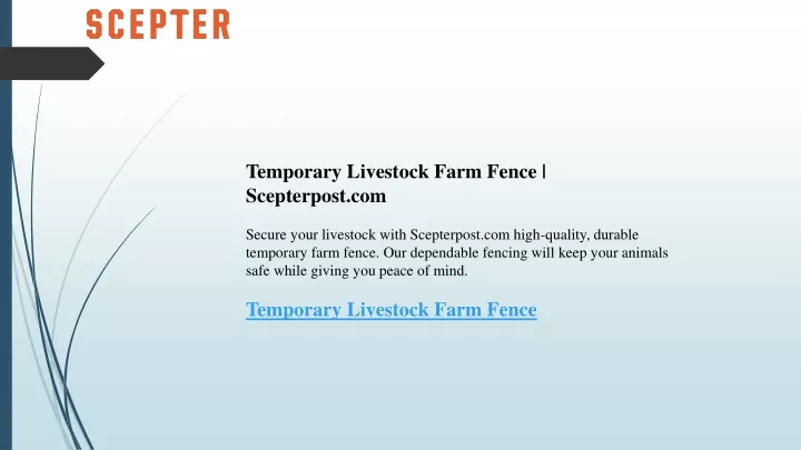temporary livestock farm fence scepterpost