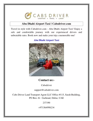 Abu Dhabi Airport Taxi  Cabsdriver