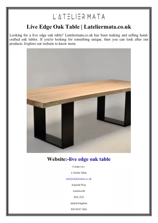 Live Edge Oak Table  Lateliermata.co.uk