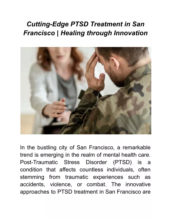 cutting edge ptsd treatment in san francisco