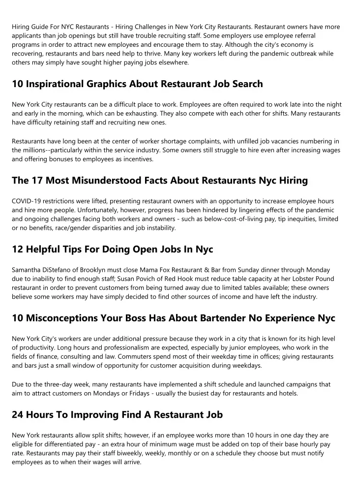 hiring guide for nyc restaurants hiring