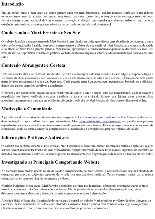 Navegando na Jornada do Bem-Estar: O Web site de Saúde e Emagrecimento da Mari F