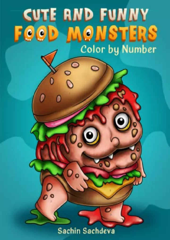 cute and funny food monsters color by number