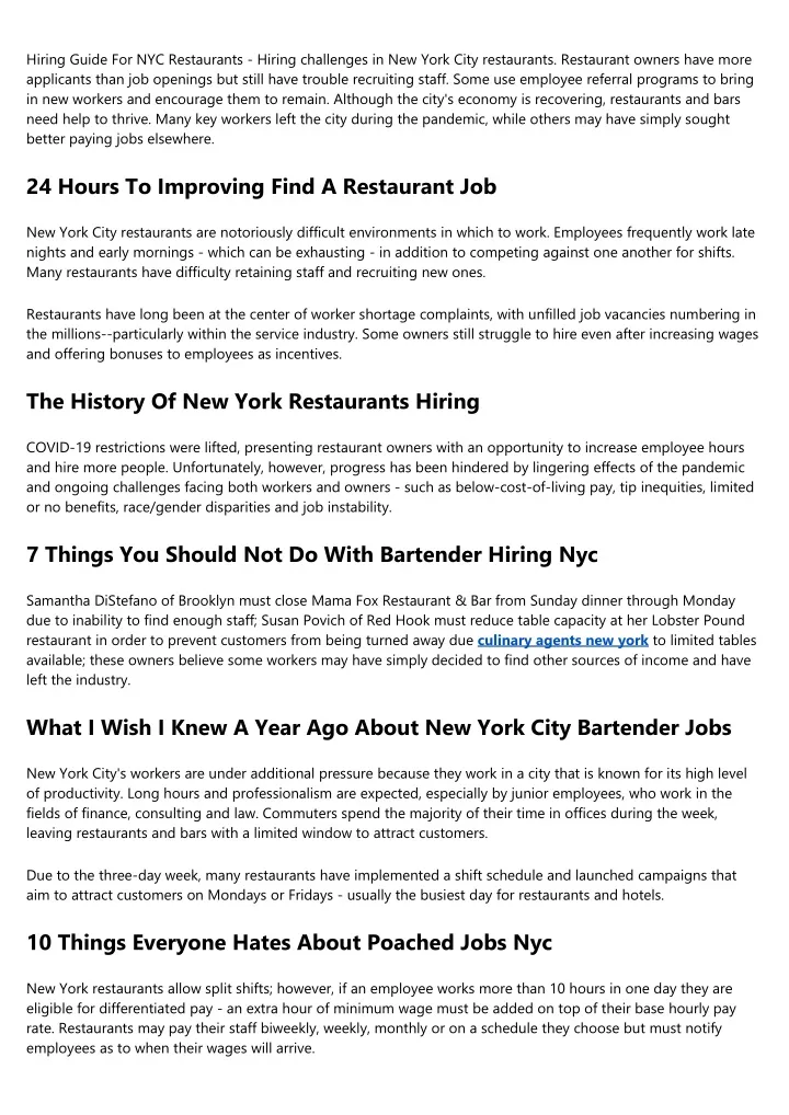 hiring guide for nyc restaurants hiring