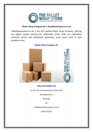 Plastic Wrap Company Uk | Thepalletwrapstore.co.uk