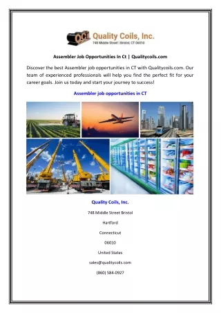 assembler job opportunities in ct qualitycoils com