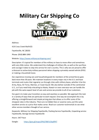 Military Car Shipping Co