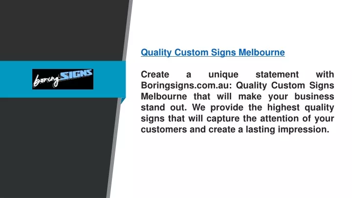 quality custom signs melbourne create a unique