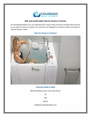 safe and comfortable tubs for seniors in denver