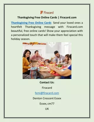Thanksgiving Free Online Cards | Firacard.com