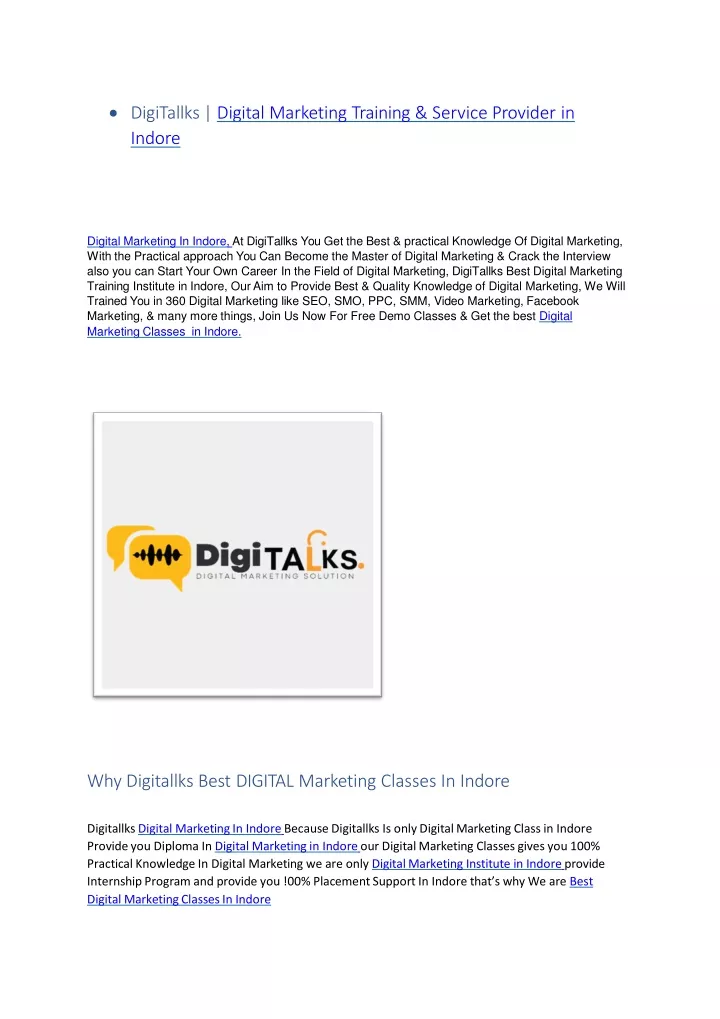 digitallks digital marketing training service