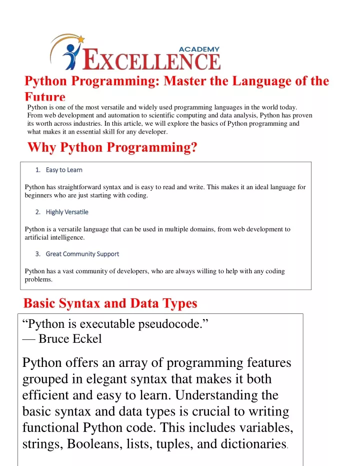 python programming master the language